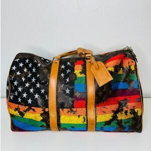 RARE Louis Vuitton Keepall Iconic Vintage by Jay Ahr USA Flag Oct 7